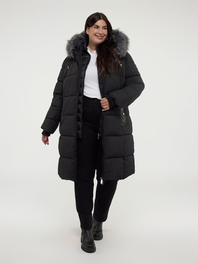 Long fitted padded coat on sale